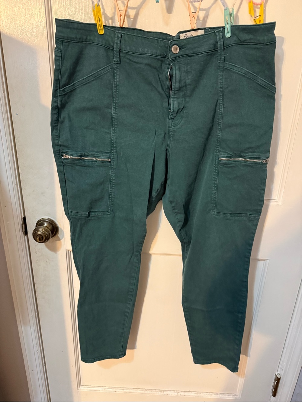 Cosmic Blue Love Cargo Pants 18W Forest Green Stretch